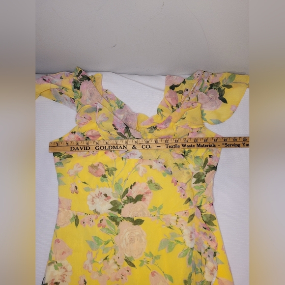 NWT London Times Crinkled Chiffon Faux Wrap Floral Flutter Spring Midi Dress 8 - Picture 10 of 12